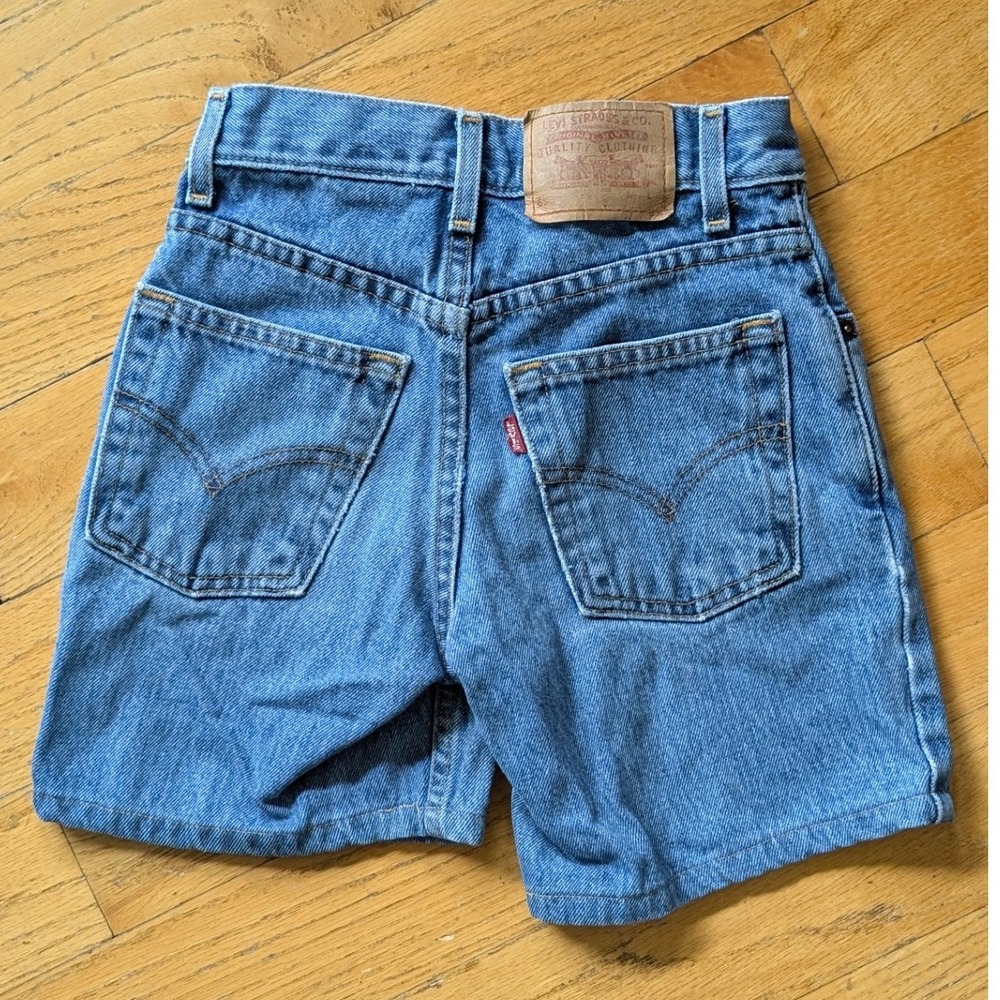 Vintage Levis 550 Denim Cutoff Shorts Youth Kids 8 Blue Jean Altered USA - Picture 5 of 9